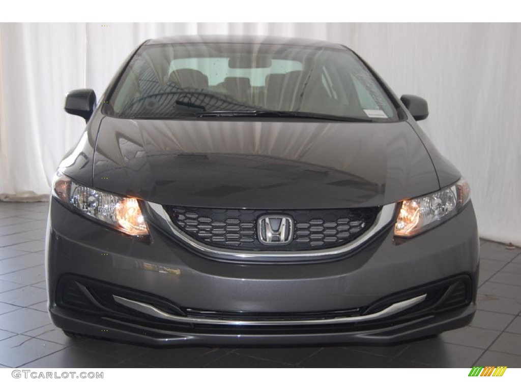 2013 Civic LX Sedan - Polished Metal Metallic / Black photo #2