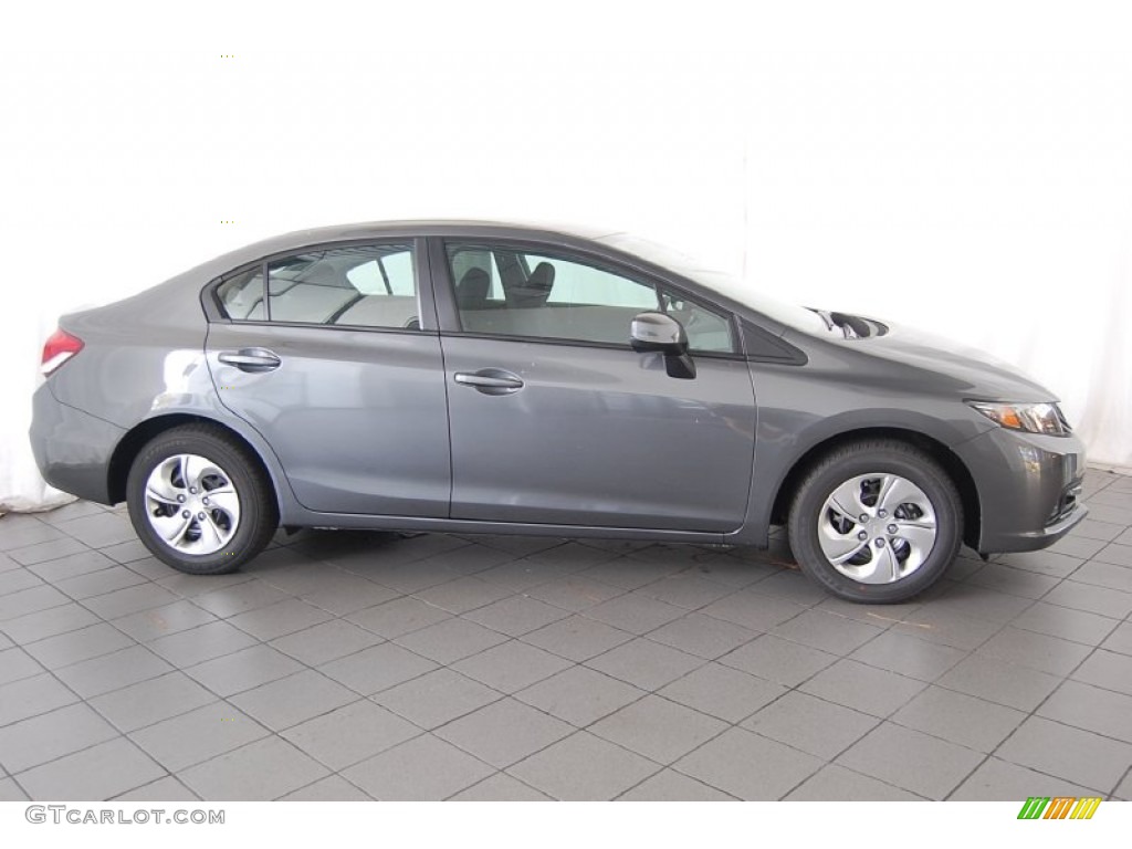 2013 Civic LX Sedan - Polished Metal Metallic / Black photo #4