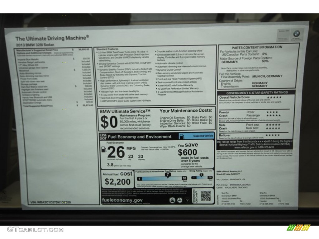 2013 3 Series 328i Sedan - Imperial Blue Metallic / Venetian Beige photo #31