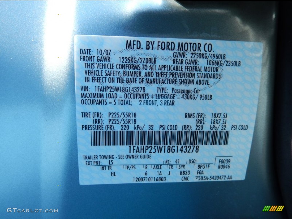 2008 Taurus Limited - Light Ice Blue Metallic / Medium Light Stone photo #29