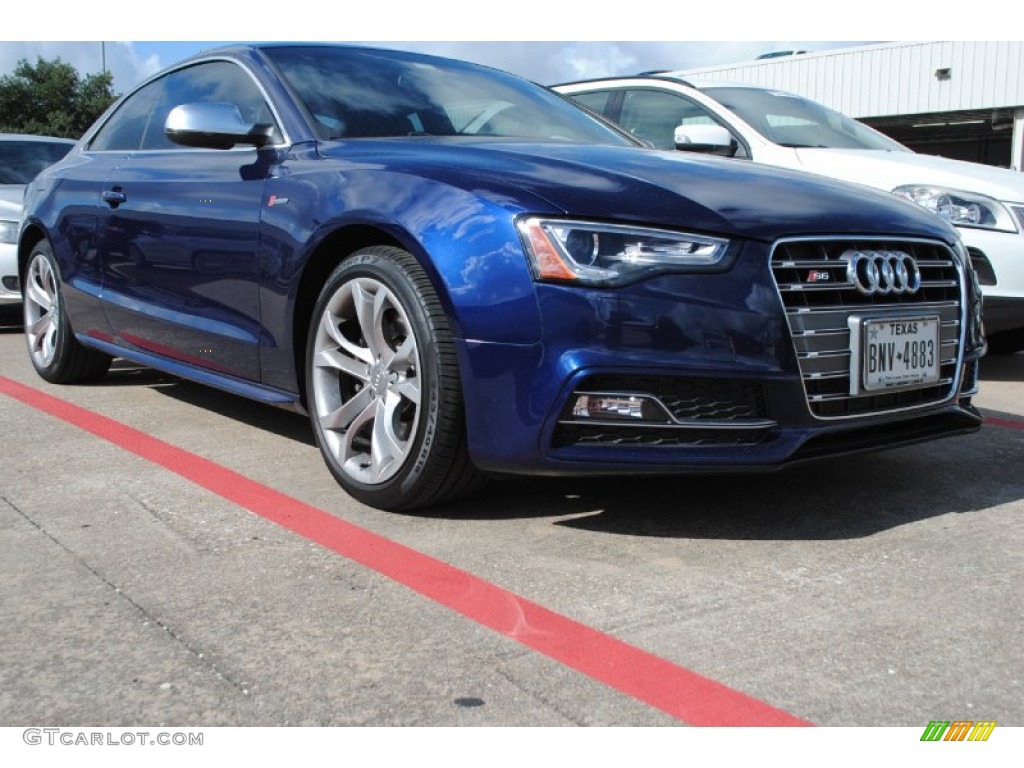 2013 S5 3.0 TFSI quattro Coupe - Moonlight Blue Metallic / Black/Magma Red photo #1