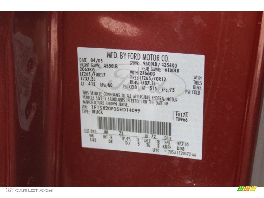 2005 F250 Super Duty XLT SuperCab - Dark Toreador Red Metallic / Dark Flint photo #27