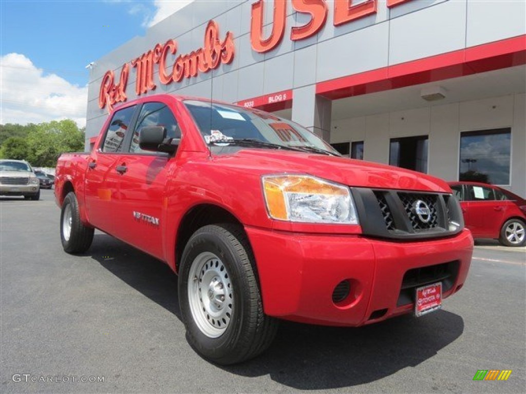 2012 Titan SV Crew Cab - Red Alert / Almond photo #1