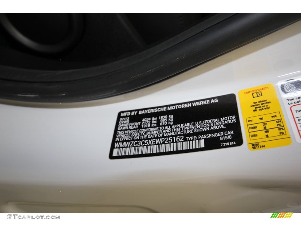 2014 Cooper Color Code B15 for Light White Photo #84564865