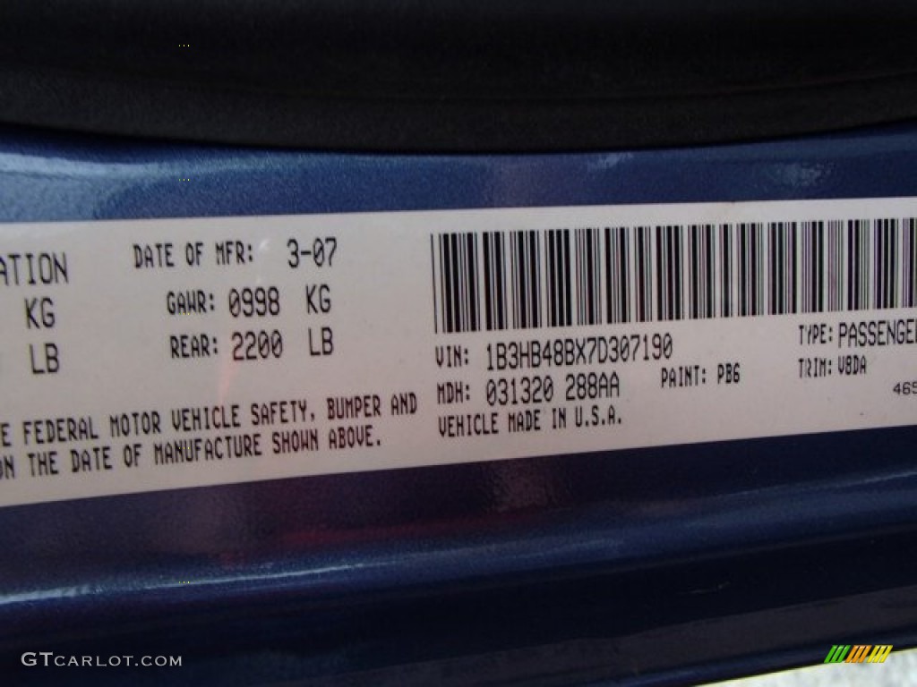 2007 Caliber SXT - Marine Blue Pearl / Pastel Slate Gray photo #15