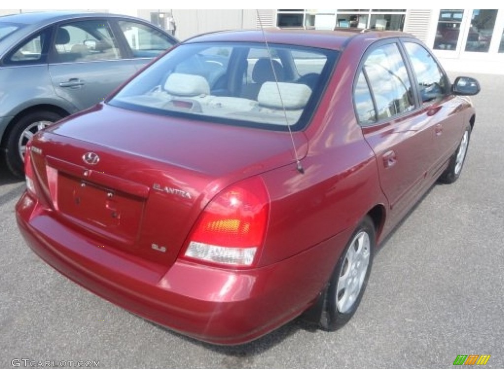 2002 Elantra GLS Sedan - Chianti Red / Beige photo #2