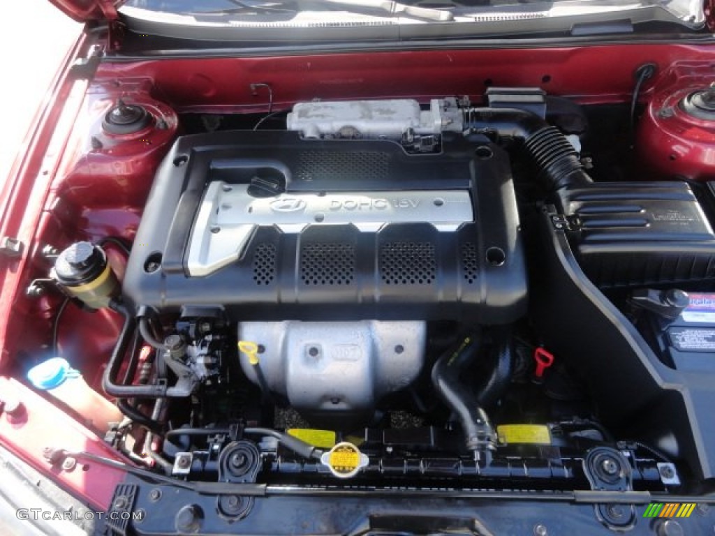 2002 Elantra GLS Sedan - Chianti Red / Beige photo #12