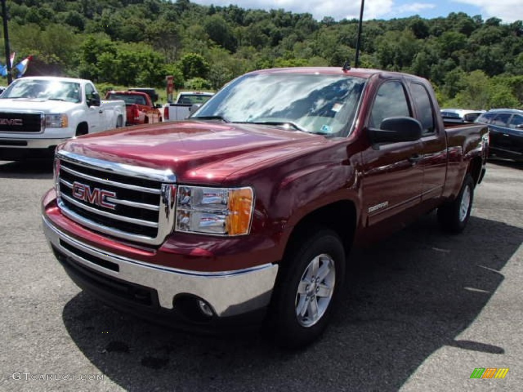 2013 Sierra 1500 SLE Extended Cab 4x4 - Sonoma Red Metallic / Very Dark Cashmere/Light Cashmere photo #2