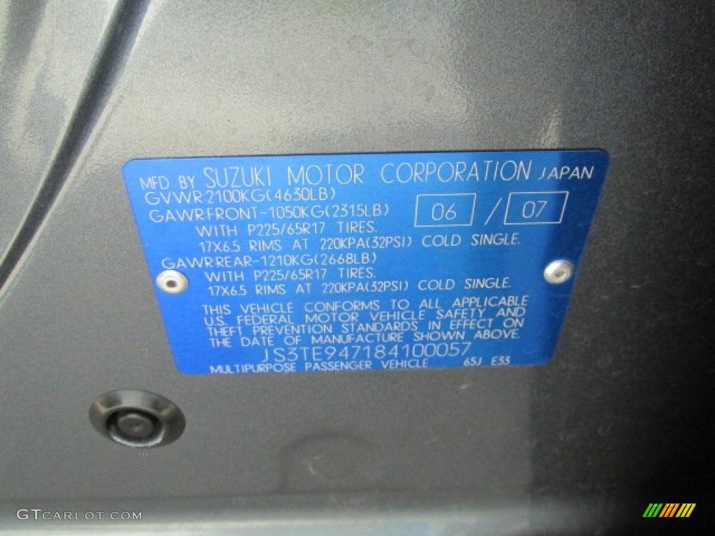 2008 Grand Vitara Luxury - Azure Grey Metallic / Black photo #19