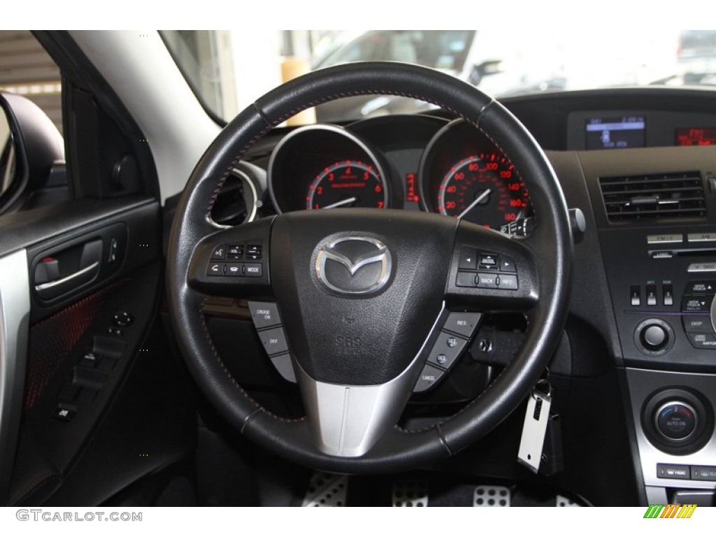2011 Mazda MAZDA3 MAZDASPEED3 Black/Red Steering Wheel Photo #84581563