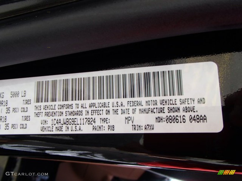 2014 Wrangler Color Code PX8 for Black Photo #84587113