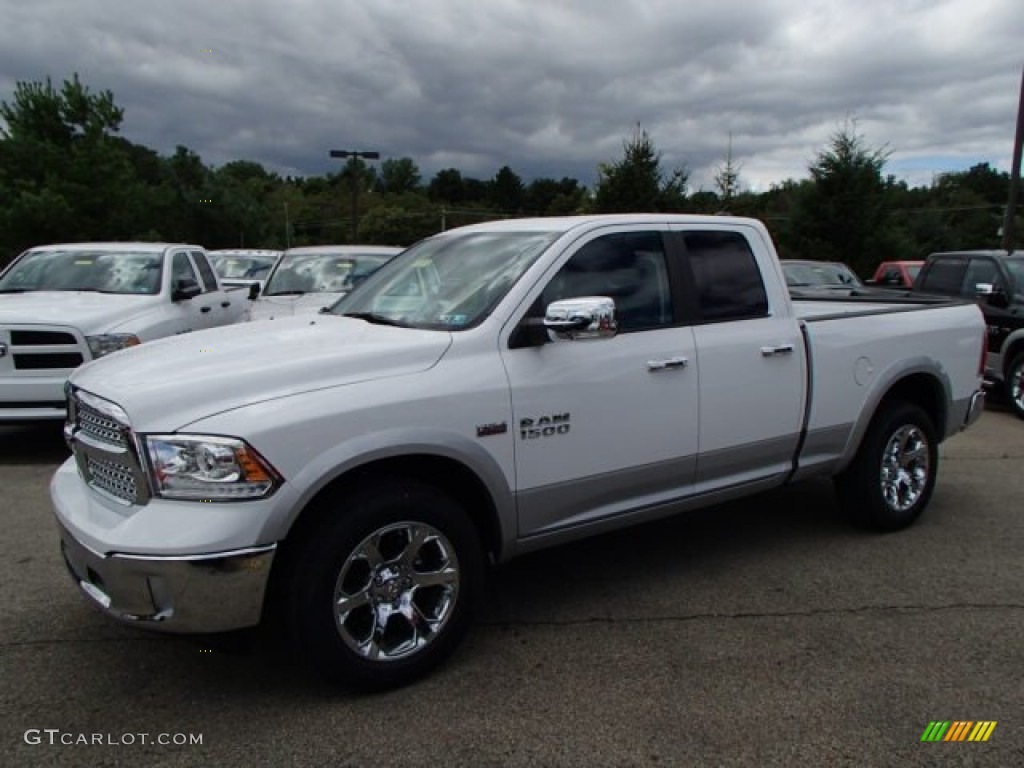 2014 1500 Laramie Quad Cab 4x4 - Bright White / Black photo #2