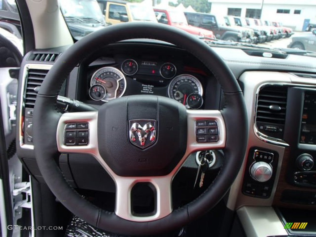2014 Ram 1500 Laramie Quad Cab 4x4 Black Steering Wheel Photo #84588913
