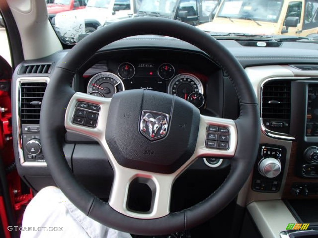 2014 Ram 1500 Laramie Crew Cab 4x4 Black Steering Wheel Photo #84589402