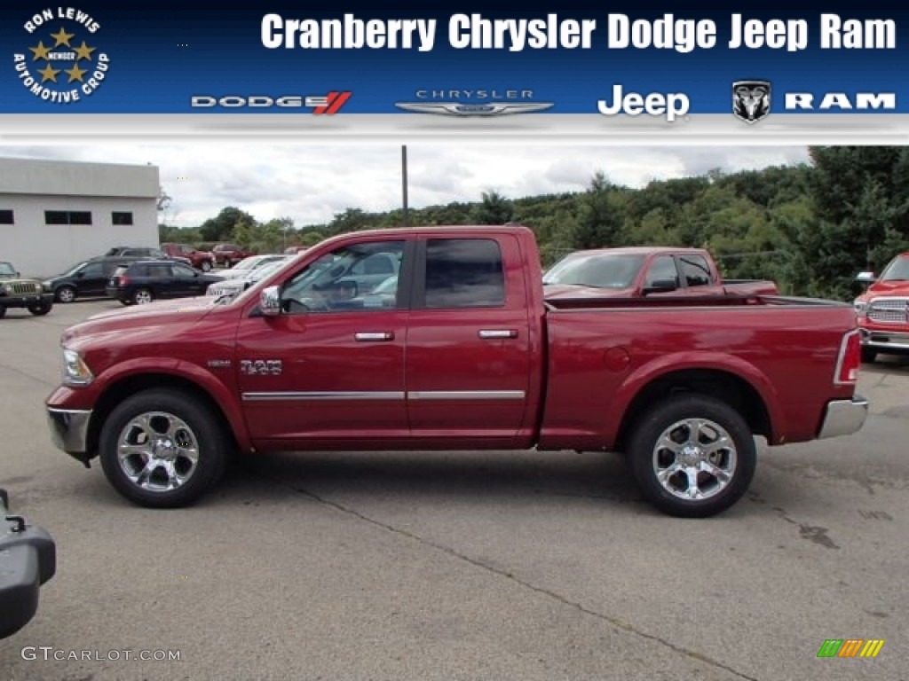 2014 1500 Laramie Quad Cab 4x4 - Deep Cherry Red Crystal Pearl / Canyon Brown/Light Frost Beige photo #1
