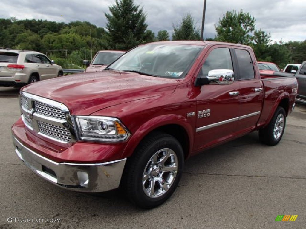 2014 1500 Laramie Quad Cab 4x4 - Deep Cherry Red Crystal Pearl / Canyon Brown/Light Frost Beige photo #2