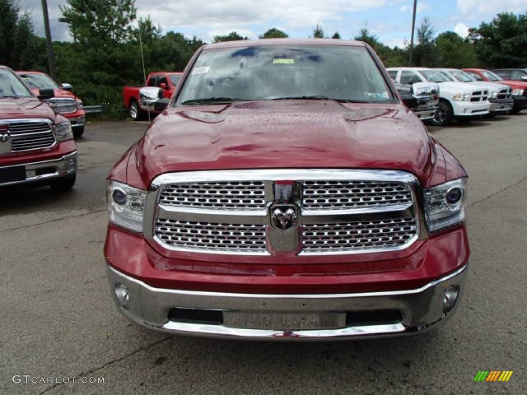 2014 1500 Laramie Quad Cab 4x4 - Deep Cherry Red Crystal Pearl / Canyon Brown/Light Frost Beige photo #3