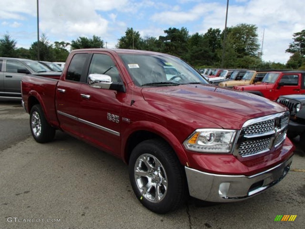 2014 1500 Laramie Quad Cab 4x4 - Deep Cherry Red Crystal Pearl / Canyon Brown/Light Frost Beige photo #4
