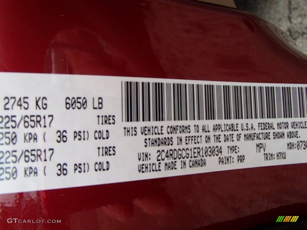 2014 Grand Caravan Color Code PRP for Deep Cherry Red Crystal Pearl Photo #84590809