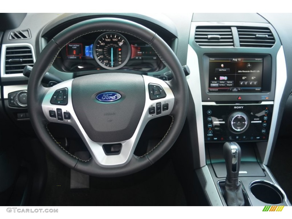 2014 Ford Explorer Sport 4WD Sport Charcoal Black Steering Wheel Photo #84592411