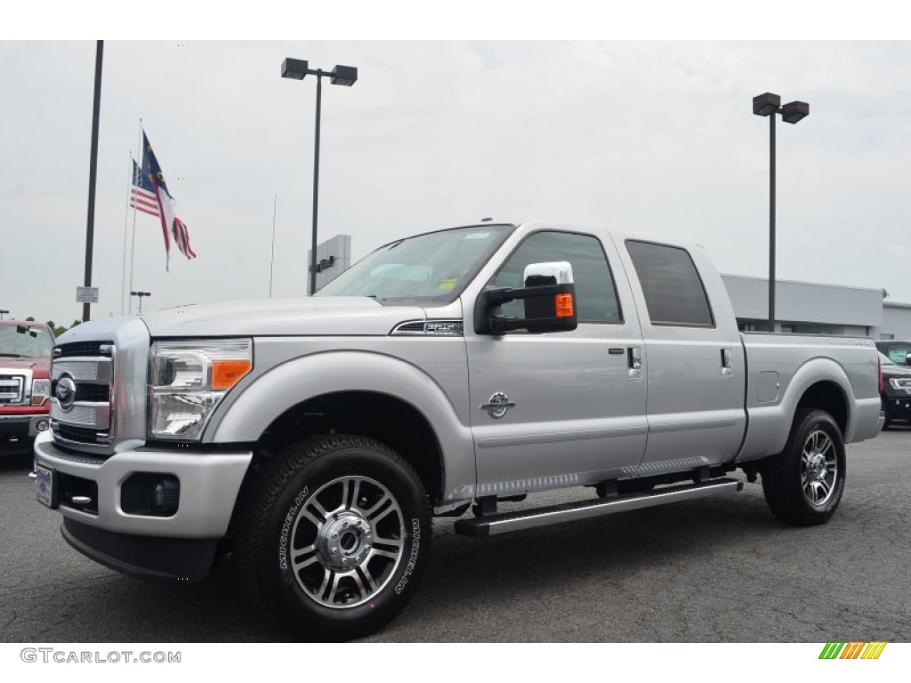 Ingot Silver Metallic 2014 Ford F250 Super Duty Platinum Crew Cab 4x4 Exterior Photo #84593299