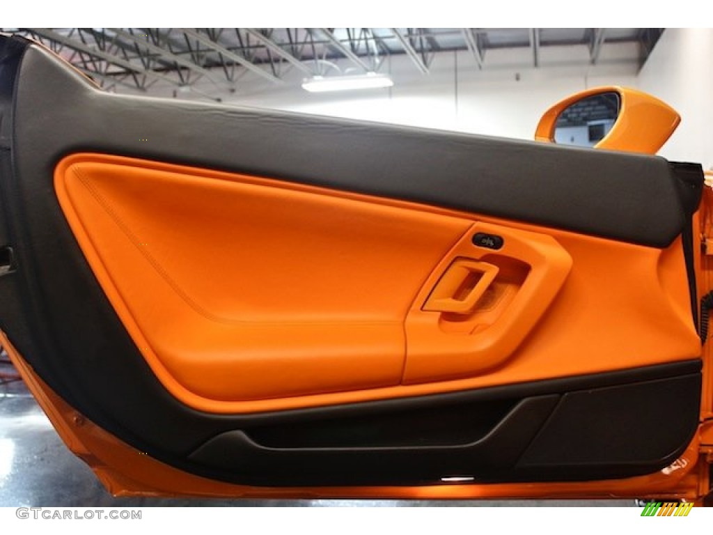 2008 Lamborghini Gallardo Spyder Nero Perseus/Arancio Leonis Door Panel Photo #84593608
