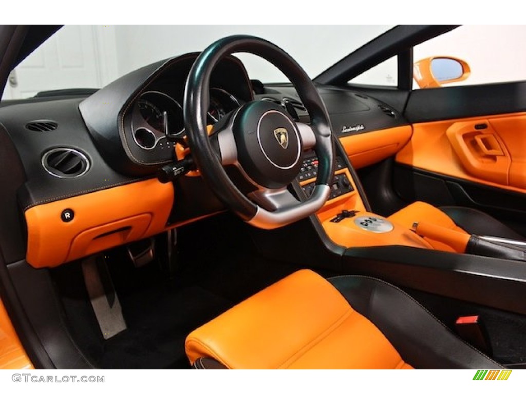 Nero Perseus/Arancio Leonis Interior 2008 Lamborghini Gallardo Spyder Photo #84593848
