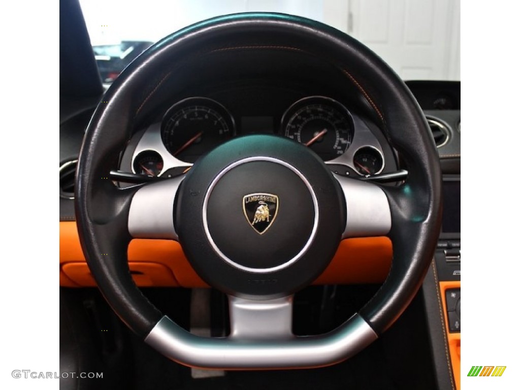 2008 Lamborghini Gallardo Spyder Nero Perseus/Arancio Leonis Steering Wheel Photo #84593884