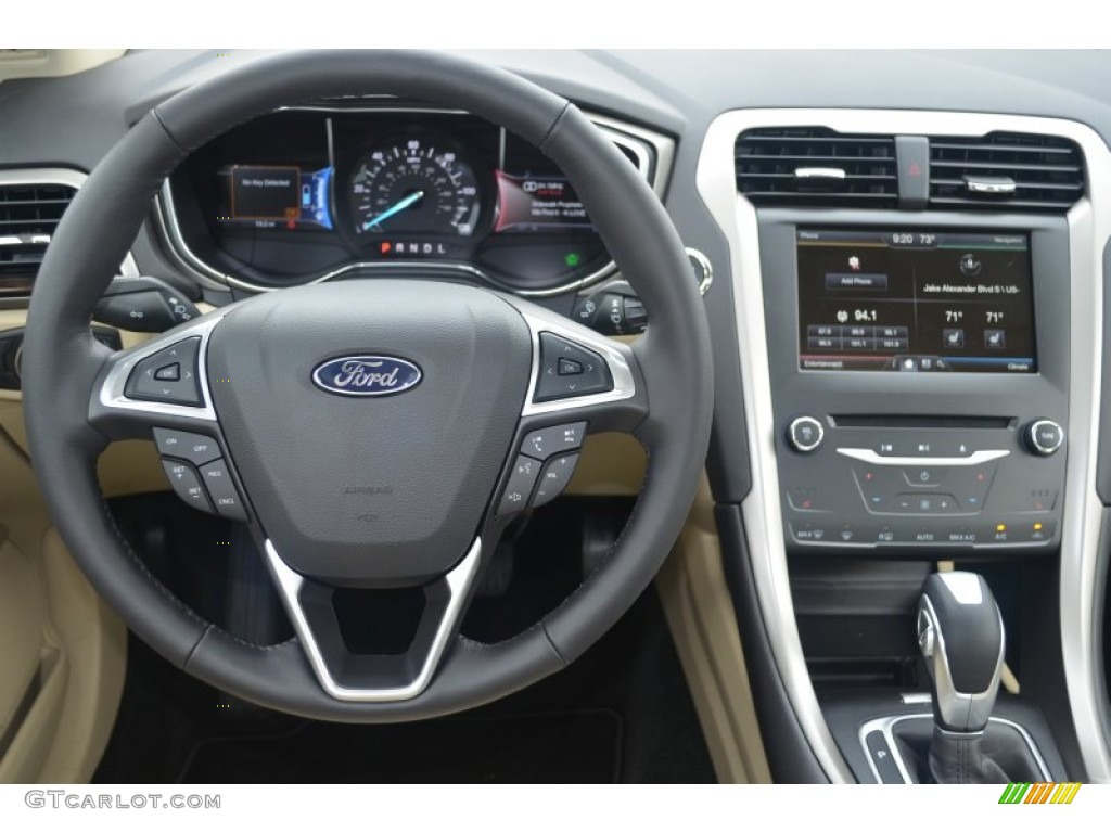 2014 Ford Fusion Hybrid SE Dune Steering Wheel Photo #84594665