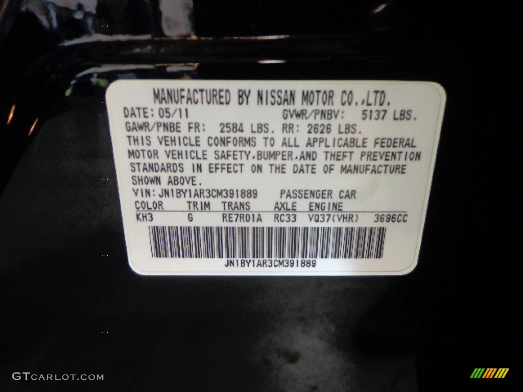 2012 M 37x AWD Sedan - Black Obsidian / Graphite photo #15