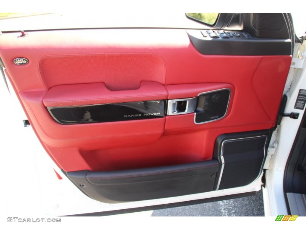 2012 Land Rover Range Rover Autobiography Duo-Tone Jet/Pimento Door Panel Photo #84594859