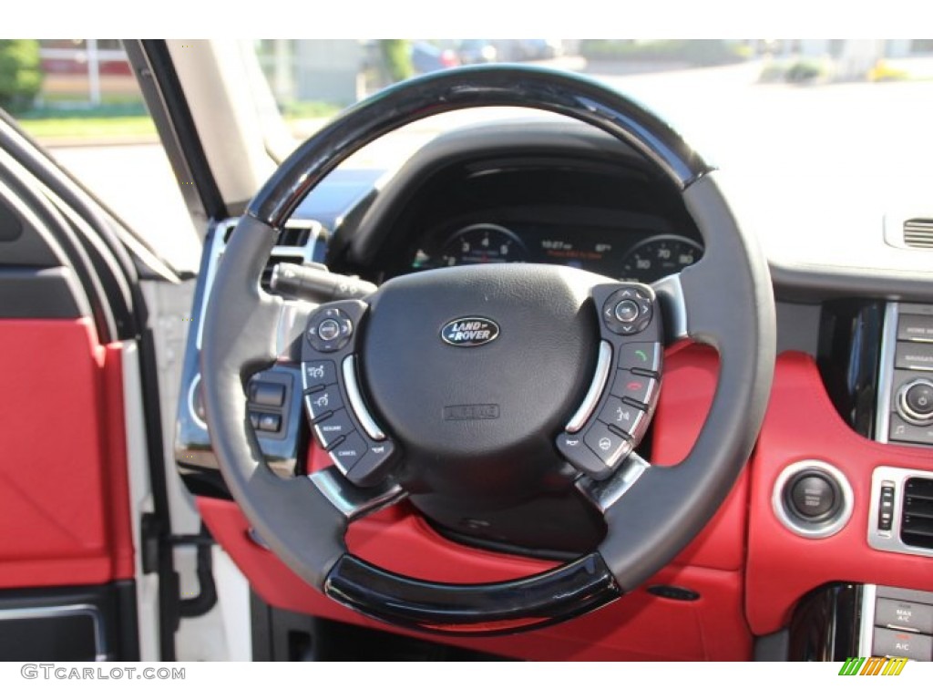 2012 Land Rover Range Rover Autobiography Duo-Tone Jet/Pimento Steering Wheel Photo #84595009