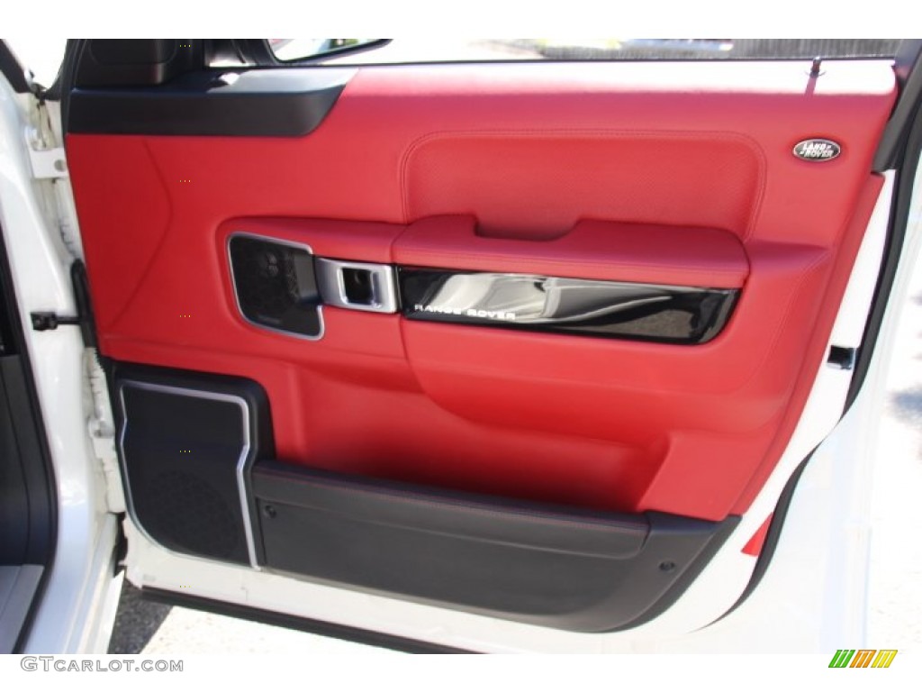 2012 Land Rover Range Rover Autobiography Duo-Tone Jet/Pimento Door Panel Photo #84595303