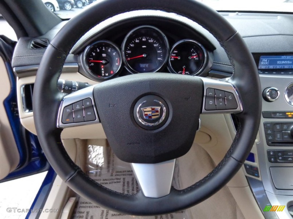 2012 Cadillac CTS 4 AWD Coupe Cashmere/Cocoa Steering Wheel Photo #84596722