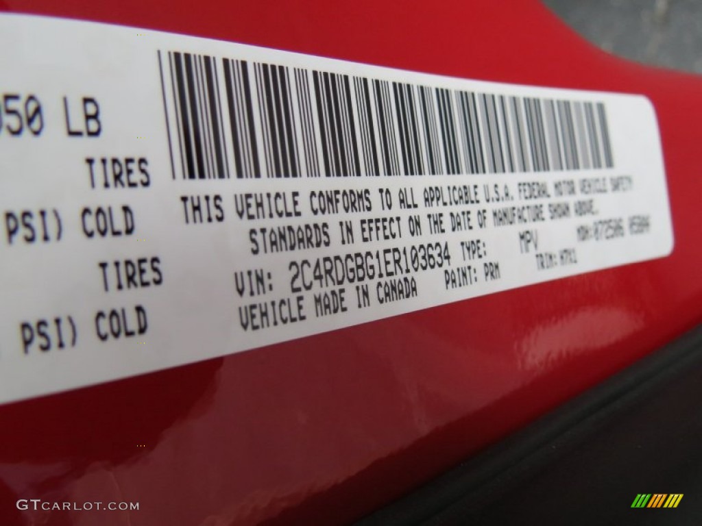 2014 Grand Caravan Color Code PRM for Redline 2-Coat Pearl Photo #84597955