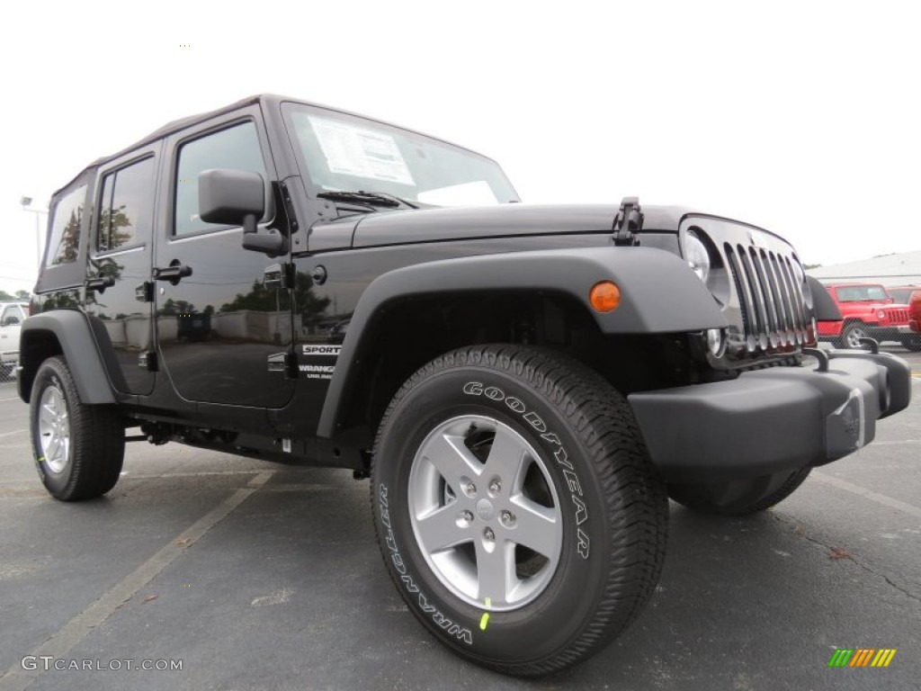 Black 2014 Jeep Wrangler Unlimited Sport S 4x4 Exterior Photo #84599134