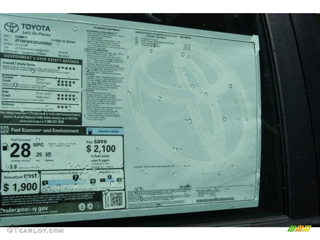 2013 Camry SE - Attitude Black Metallic / Black photo #10