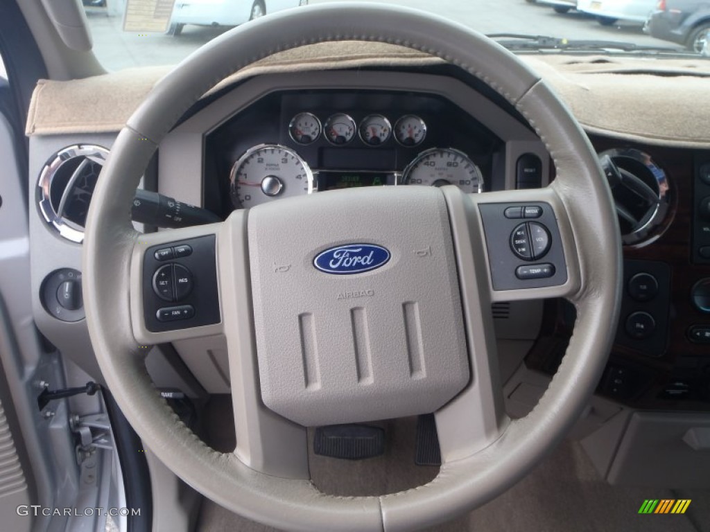 2008 Ford F350 Super Duty Lariat Crew Cab 4x4 Camel Steering Wheel Photo #84619658
