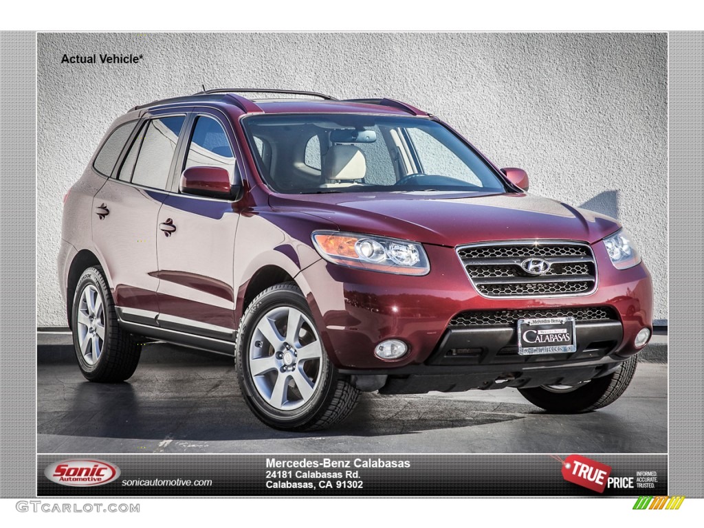 2007 Santa Fe SE 4WD - Dark Cherry Red / Beige photo #1