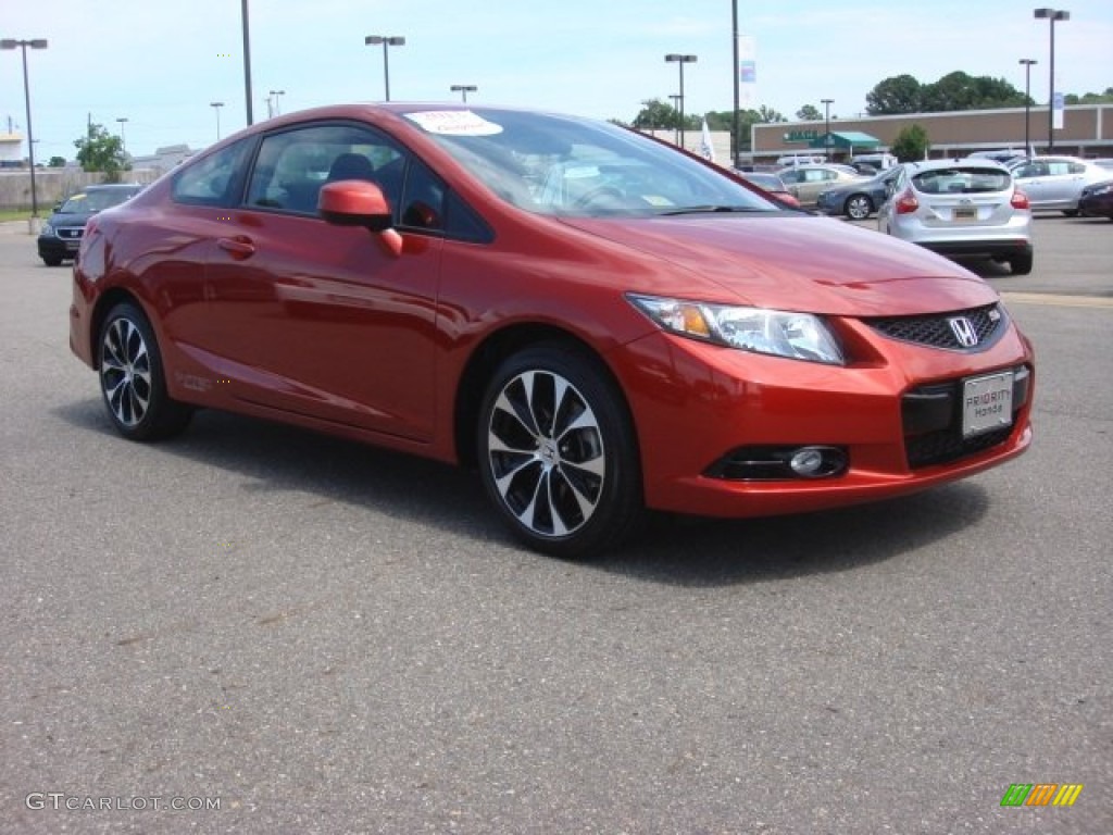 2013 Civic Si Coupe - Sunburst Orange Pearl / Black photo #9