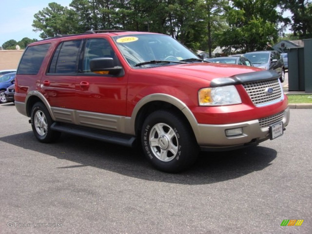 2003 Expedition Eddie Bauer 4x4 - Laser Red Tinted Metallic / Medium Parchment photo #9
