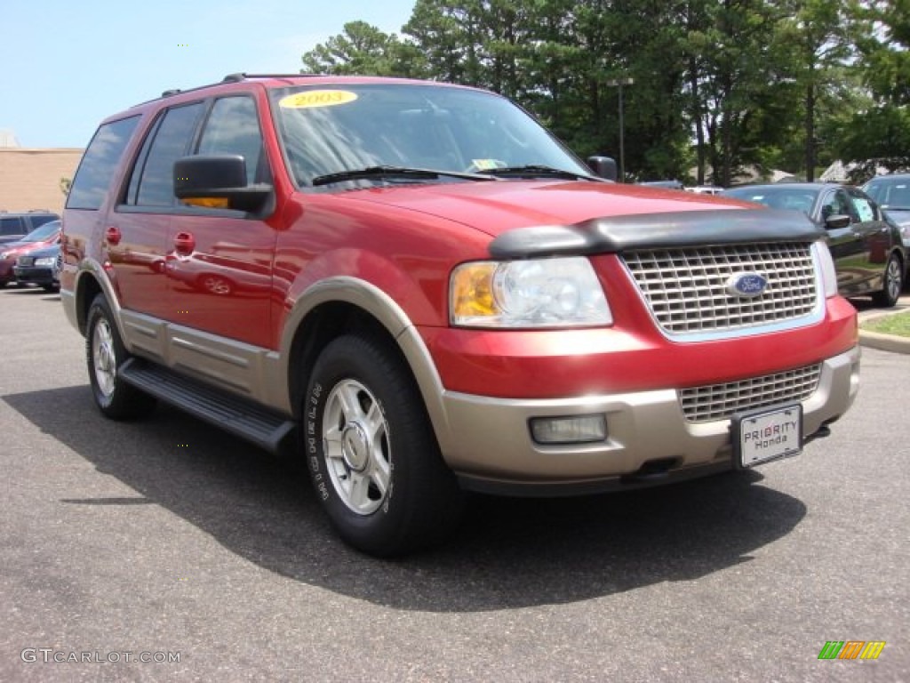 2003 Expedition Eddie Bauer 4x4 - Laser Red Tinted Metallic / Medium Parchment photo #10