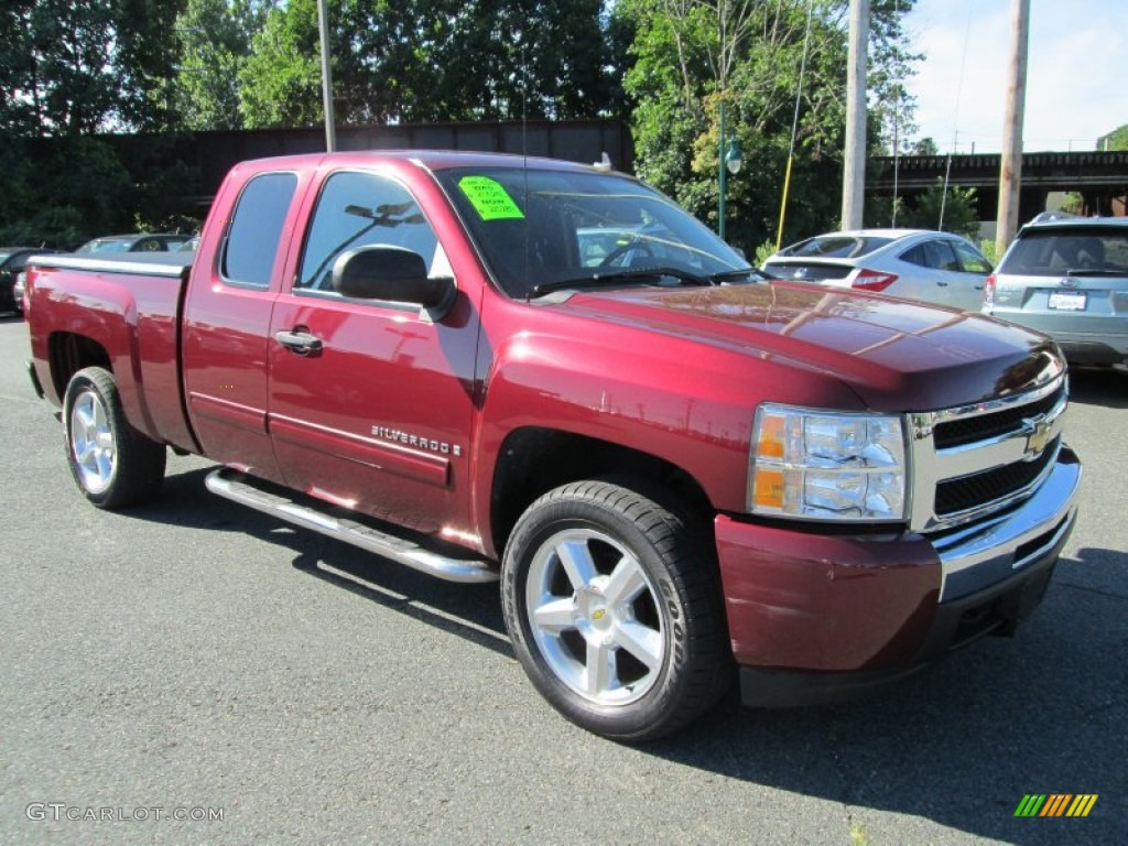 Dark Cherry Red Metallic 2009 Chevrolet Silverado 1500 LT Extended Cab Exterior Photo #84631004