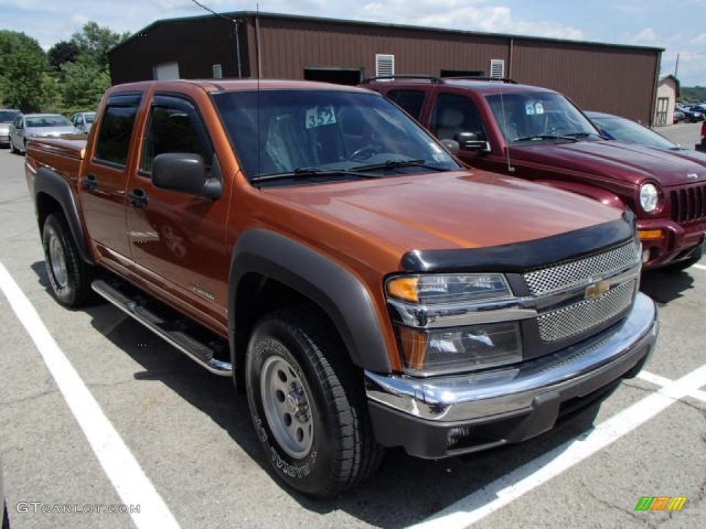 2005 Colorado LS Crew Cab 4x4 - Sunburst Orange Metallic / Very Dark Pewter photo #1