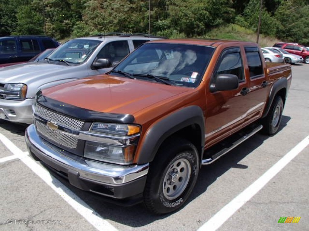 2005 Colorado LS Crew Cab 4x4 - Sunburst Orange Metallic / Very Dark Pewter photo #3