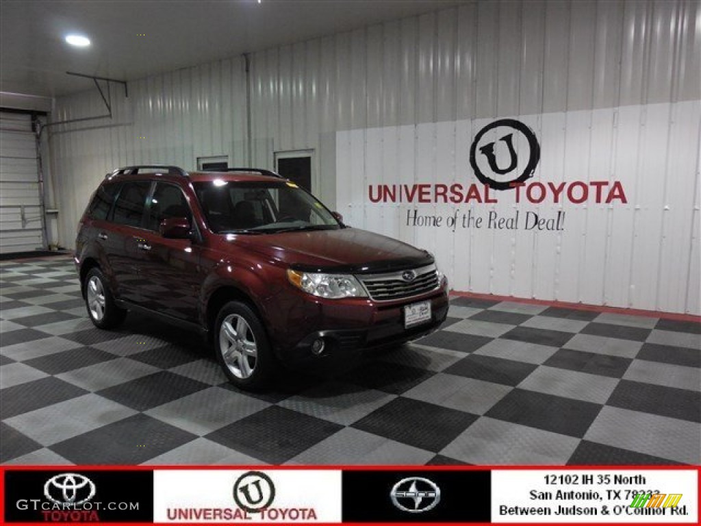 2009 Forester 2.5 X Limited - Camellia Red Pearl / Black photo #1