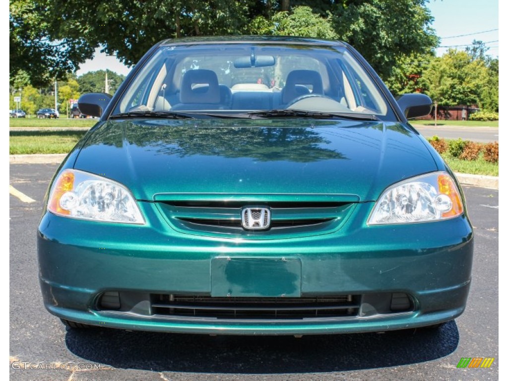 2001 Civic LX Coupe - Clover Green / Beige photo #2