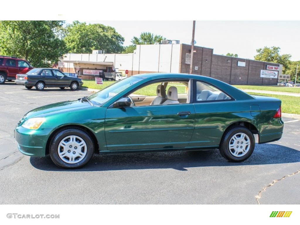 2001 Civic LX Coupe - Clover Green / Beige photo #3