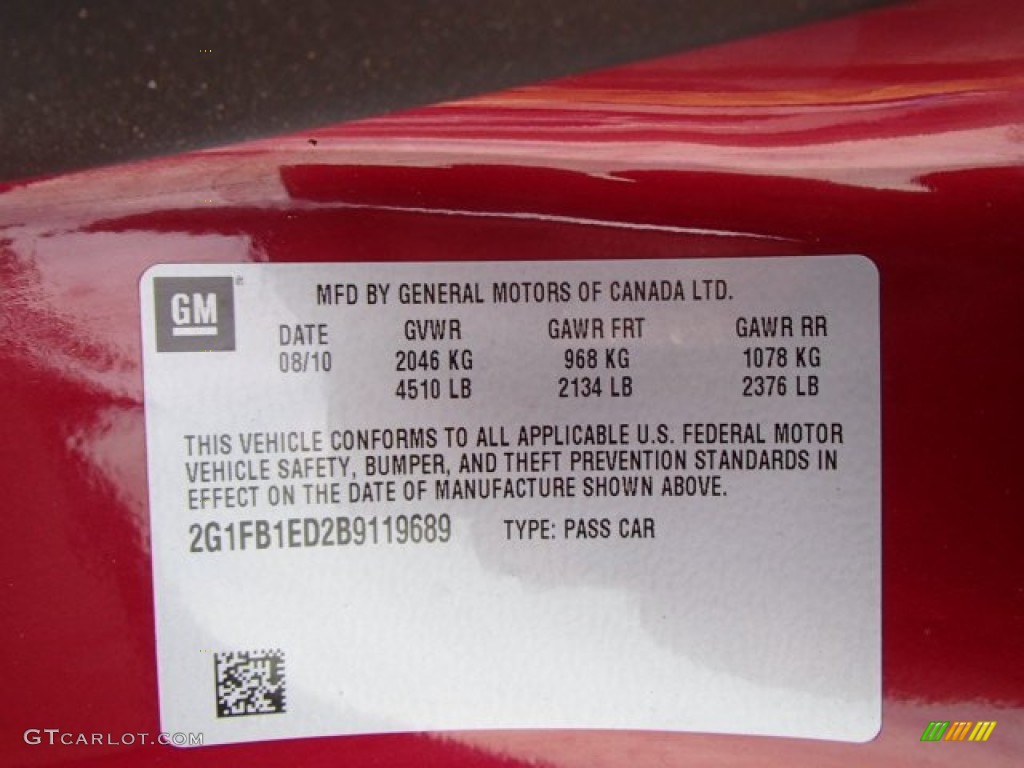 2011 Camaro LT Coupe - Red Jewel Metallic / Beige photo #20