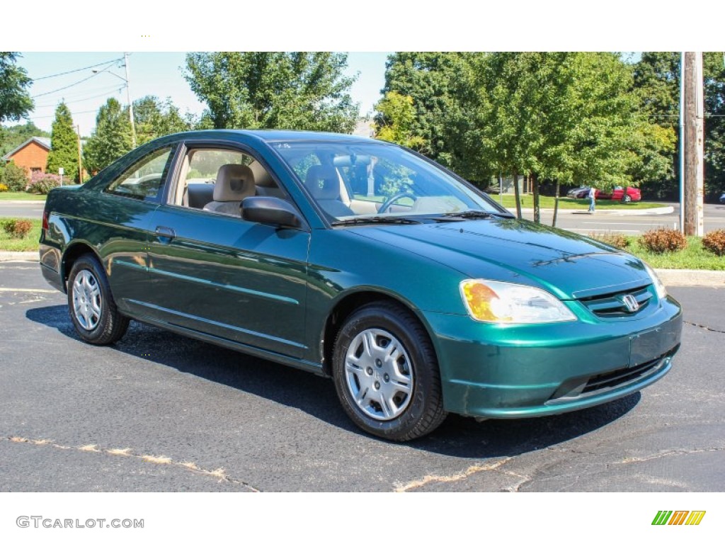 2001 Civic LX Coupe - Clover Green / Beige photo #8